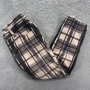 Free‎ People Jeans Women 26 Gray Corduroy Straight Plaid Mini Cords Cotton Retro